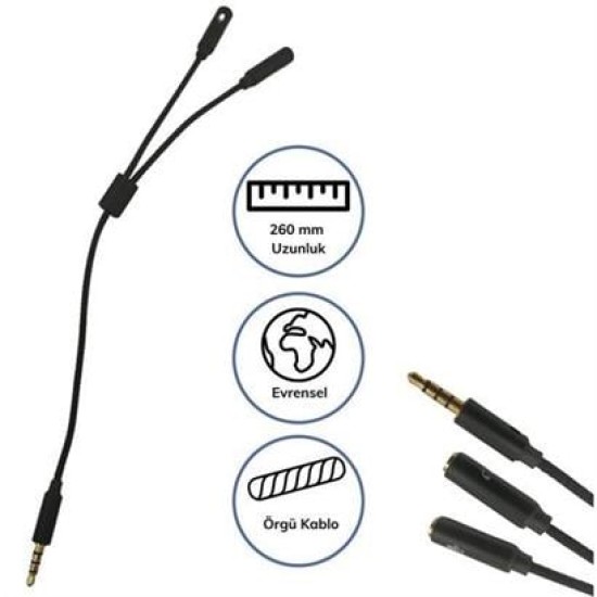 BUFFER® 1 Erkek 2 Dişi 35 mm Kulaklık ve Mikrofon Ayırıcı Çoklayıcı Aux Kablo BUFFER® 1 Erkek 2 Dişi 35 mm Kulaklık ve Mikrofon Ayırıcı Çoklayıcı Aux Kablo