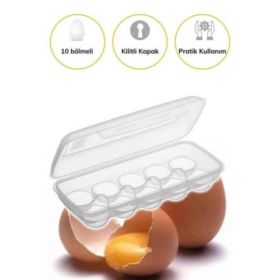 BUFFER® 10 Bölmeli Kilitli Kapaklı Yumurtalık Saklama Kutusu YU110 BUFFER® 10 Bölmeli Kilitli Kapaklı Yumurtalık Saklama Kutusu YU110