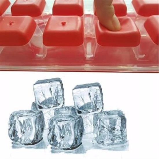 BUFFER® 12li Kapaklı Yapışmaz Silikon Tabanlı Plastik Küp Buz Kalıbı BUFFER® 12li Kapaklı Yapışmaz Silikon Tabanlı Plastik Küp Buz Kalıbı