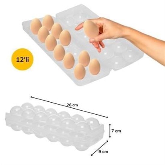 BUFFER® 12li Şeffaf Kapaklı Kilitli Yumurta Saklama Kabı Kutusu Aparatı BUFFER® 12li Şeffaf Kapaklı Kilitli Yumurta Saklama Kabı Kutusu Aparatı