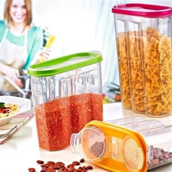 BUFFER® 2 Kapaklı Ölçekli Erzak Kuru Gıda Saklama Kutusu Kabı 2,4 Litre-SA940 BUFFER® 2 Kapaklı Ölçekli Erzak Kuru Gıda Saklama Kutusu Kabı 2,4 Litre-SA940