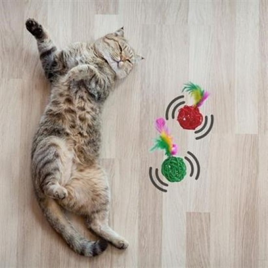 BUFFER® 2li Rattan Renkli Peluş Tüy Kedi Köpek Oyuncak Yakalama Çiğneme Çıngıraklı Top Oyuncağı BUFFER® 2li Rattan Renkli Peluş Tüy Kedi Köpek Oyuncak Yakalama Çiğneme Çıngıraklı Top Oyuncağı