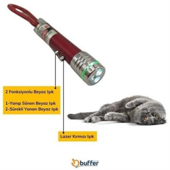 BUFFER® 3 Fonksiyonlu Kırmızı Beyaz Işıklı Led Lazer Kedi Köpek Oyuncak Anahtarlık BUFFER® 3 Fonksiyonlu Kırmızı Beyaz Işıklı Led Lazer Kedi Köpek Oyuncak Anahtarlık