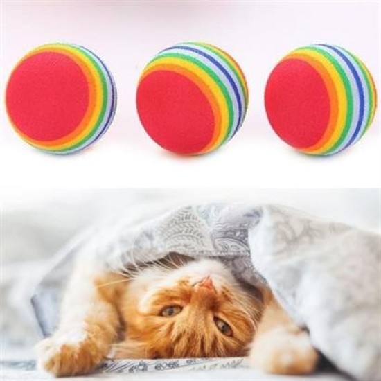 Buffer® 3lü Gökkuşağı Sünger Kedi Köpek Çiğneme Oyun Topu 4,2 cm Buffer® 3lü Gökkuşağı Sünger Kedi Köpek Çiğneme Oyun Topu 4,2 cm