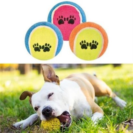 BUFFER® 3lü Renkli Desenli Tenis Topu Kedi Köpek Oyuncağı BUFFER® 3lü Renkli Desenli Tenis Topu Kedi Köpek Oyuncağı