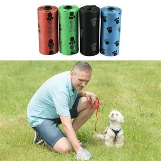BUFFER® 4lü Evcil Hayvanlar Için Pati Desenli Kedi Köpek Kaka Poşeti Torbası BUFFER® 4lü Evcil Hayvanlar Için Pati Desenli Kedi Köpek Kaka Poşeti Torbası