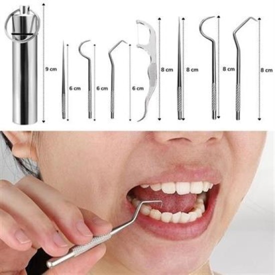 BUFFER® 7 Parça Paslanmaz Çelik Ağız Diş Tartar Sökücü Temizlik Bakım Seti BUFFER® 7 Parça Paslanmaz Çelik Ağız Diş Tartar Sökücü Temizlik Bakım Seti