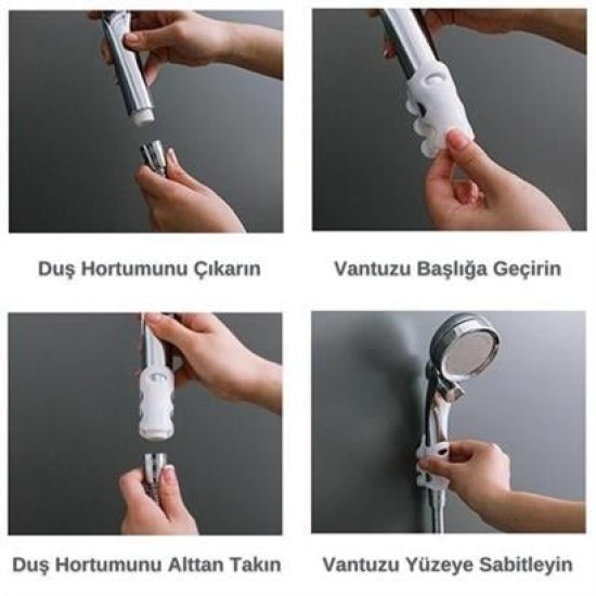 BUFFER® Banyo Duş Başlığı Tutucu Silikon Güçlü Vantuz Vakum Aparatı BUFFER® Banyo Duş Başlığı Tutucu Silikon Güçlü Vantuz Vakum Aparatı