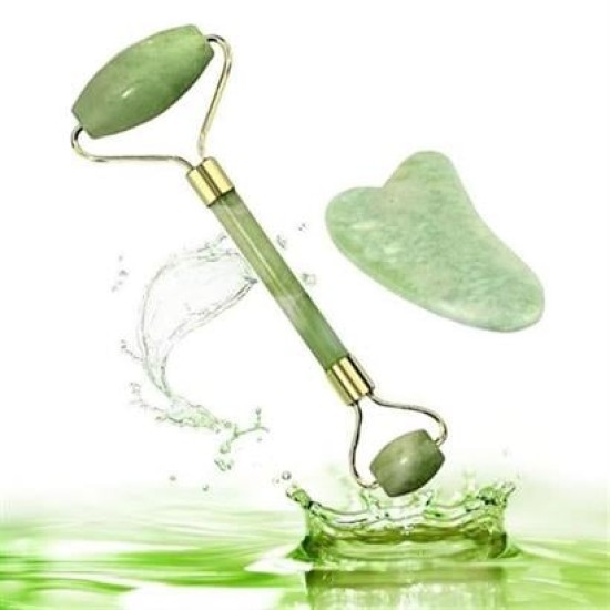 BUFFER® Çift Taraflı 2li Cilt Yüz Masaj Aleti Jade Roller Yeşim Taşı Seti BUFFER® Çift Taraflı 2li Cilt Yüz Masaj Aleti Jade Roller Yeşim Taşı Seti
