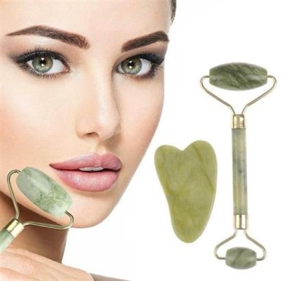 BUFFER® Çift Taraflı 2li Cilt Yüz Masaj Aleti Jade Roller Yeşim Taşı Seti BUFFER® Çift Taraflı 2li Cilt Yüz Masaj Aleti Jade Roller Yeşim Taşı Seti