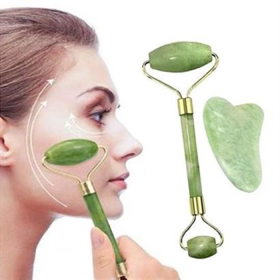 BUFFER® Çift Taraflı 2li Cilt Yüz Masaj Aleti Jade Roller Yeşim Taşı Seti BUFFER® Çift Taraflı 2li Cilt Yüz Masaj Aleti Jade Roller Yeşim Taşı Seti
