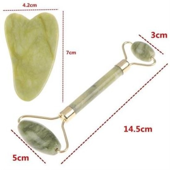 BUFFER® Çift Taraflı 2li Cilt Yüz Masaj Aleti Jade Roller Yeşim Taşı Seti BUFFER® Çift Taraflı 2li Cilt Yüz Masaj Aleti Jade Roller Yeşim Taşı Seti