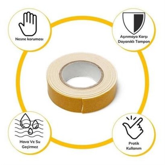 BUFFER® Çok Amaçlı Tüm Yüzeylerde Kullanıma Uygun Beyaz Çift Taraflı Köpük Sünger Montaj Bant BUFFER® Çok Amaçlı Tüm Yüzeylerde Kullanıma Uygun Beyaz Çift Taraflı Köpük Sünger Montaj Bant