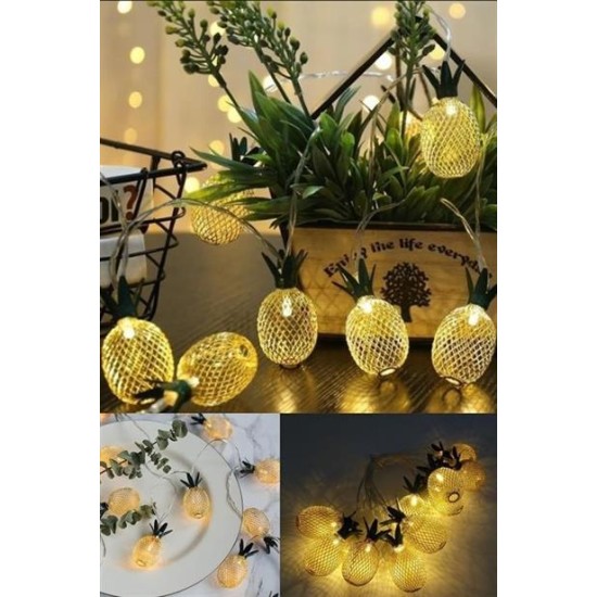 BUFFER® Dekoratif Pilli Pineapple Ananas Pilli Şerit Led Işık (1 Metre) BUFFER® Dekoratif Pilli Pineapple Ananas Pilli Şerit Led Işık (1 Metre)