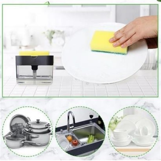 BUFFER® İkisi Bir Arada Basmalı Pratik Sıvı Sabunluk Pompası ve Bulaşık Yıkama Süngeri Haznesi BUFFER® İkisi Bir Arada Basmalı Pratik Sıvı Sabunluk Pompası ve Bulaşık Yıkama Süngeri Haznesi