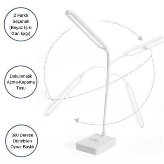 BUFFER® İnce Uzun USBli Dokunmatik 3 Kademeli 360 Derece Özel Göz Korumalı led Lityum Masa Lambası BUFFER® İnce Uzun USBli Dokunmatik 3 Kademeli 360 Derece Özel Göz Korumalı led Lityum Masa Lambası