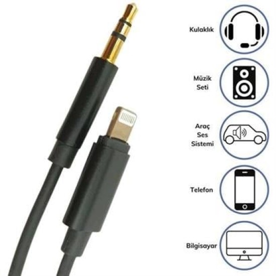 BUFFER® iPhone Lightning Aux Araç Dönüştürücü Ses Kablosu 35 mm Jack Girişli BUFFER® iPhone Lightning Aux Araç Dönüştürücü Ses Kablosu 35 mm Jack Girişli