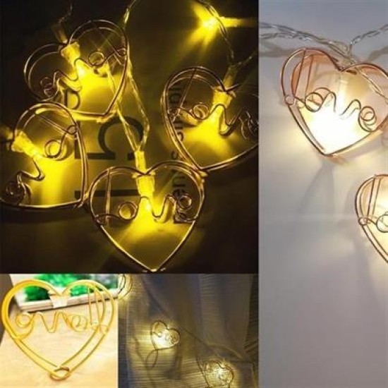 BUFFER® Kalpli Şerit Led Işık Zinciri Aydınlatma Doğum Günü Süs Işığı BUFFER® Kalpli Şerit Led Işık Zinciri Aydınlatma Doğum Günü Süs Işığı