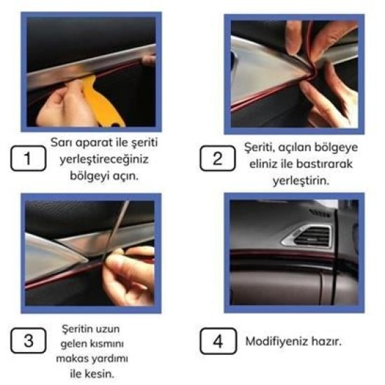 BUFFER® Mavi Araba Oto Trim Dekorasyon Şeridi Kauçuk Elastik Kolay Kurulum 5 metre Şerit Bant BUFFER® Mavi Araba Oto Trim Dekorasyon Şeridi Kauçuk Elastik Kolay Kurulum 5 metre Şerit Bant