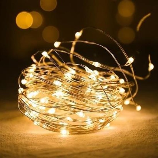 BUFFER® Peri Led Işık 10 Metre (Sarı) Pilli Aydınlatma Şerit Led Saçak Spot Süsleme BUFFER® Peri Led Işık 10 Metre (Sarı) Pilli Aydınlatma Şerit Led Saçak Spot Süsleme