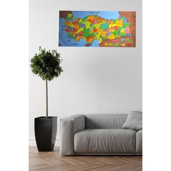 BUFFER® Renkli Türkiye Haritası Manyetik Yapıştırıcı Gerektirmeyen Duvar Stickerı 118 CM * 56 CM BUFFER® Renkli Türkiye Haritası Manyetik Yapıştırıcı Gerektirmeyen Duvar Stickerı 118 CM * 56 CM