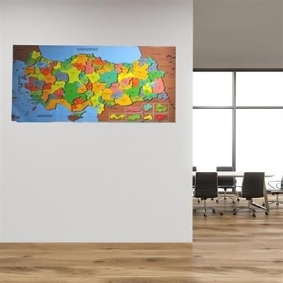 BUFFER® Renkli Türkiye Haritası Manyetik Yapıştırıcı Gerektirmeyen Duvar Stickerı 118 CM * 56 CM BUFFER® Renkli Türkiye Haritası Manyetik Yapıştırıcı Gerektirmeyen Duvar Stickerı 118 CM * 56 CM