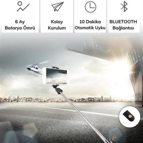 BUFFER® Sabitlenebilir Cep Telefon Tutucu Ayarlanabilir Taşınabilir 3 Ayaklı Tripod Selfie Çubuğu BUFFER® Sabitlenebilir Cep Telefon Tutucu Ayarlanabilir Taşınabilir 3 Ayaklı Tripod Selfie Çubuğu