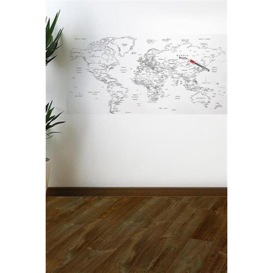 BUFFER® Yazılabilir Dünya Haritası Manyetik Duvar Stickerı 110 x 56 cm BUFFER® Yazılabilir Dünya Haritası Manyetik Duvar Stickerı 110 x 56 cm