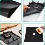 Siyah Renk Ocak Koruyucu Folyo Yanmaz Yapışmaz 4'lü Set